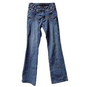(SOLD) Parasuco Ergonomic Jeans Low Rise Flared Pants with Metal Rings
